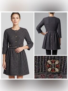 CHANEL $10k Gripoix Button Tweed Fit-and-Flare Jacket in Medium Size US 8, Fr 40